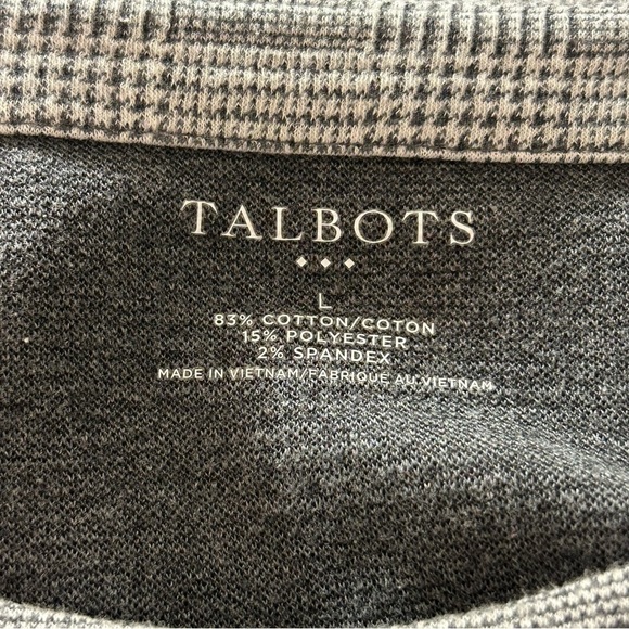 Talbots Top Shirt Houndstooth Black Cream Women's Size Large - Picture 3 of 7